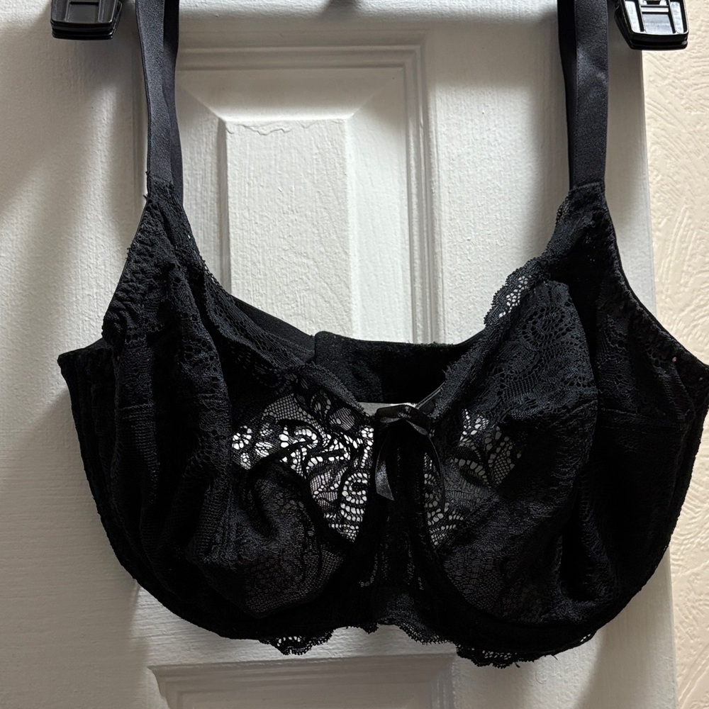 Panache Black Lace Underwire Bra with Bow Detail